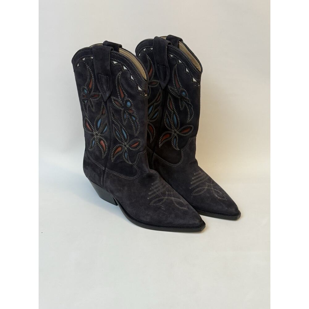 Isabel Marant Duerto Western Embroidered Suede Gray Boots FR 36 US 5-6 NEW $1295 - Picture 7 of 10